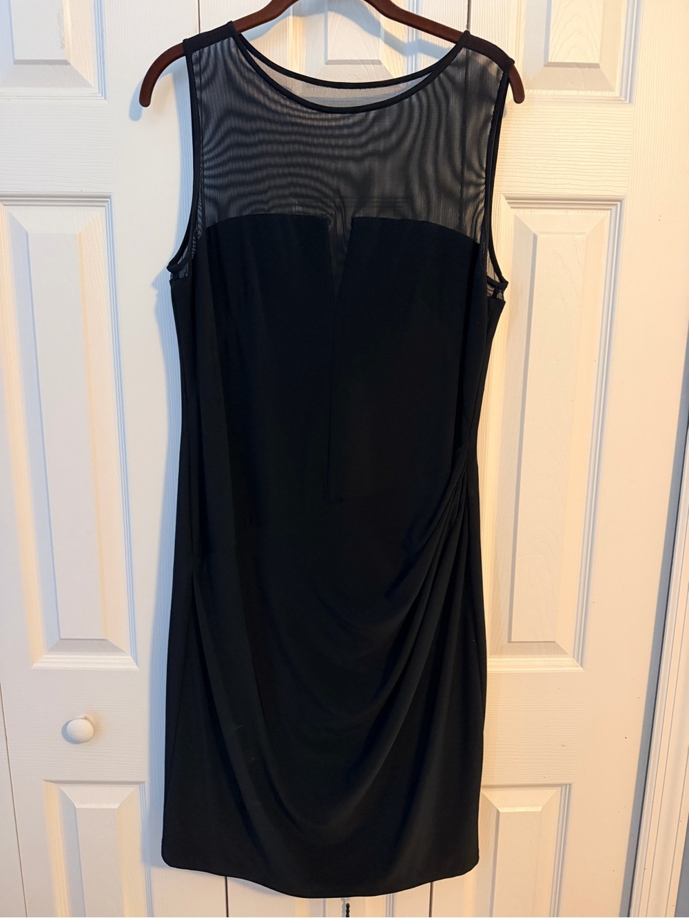 Ralph Lauren Black Sleeveless Sheath Dress with Mesh Yoke